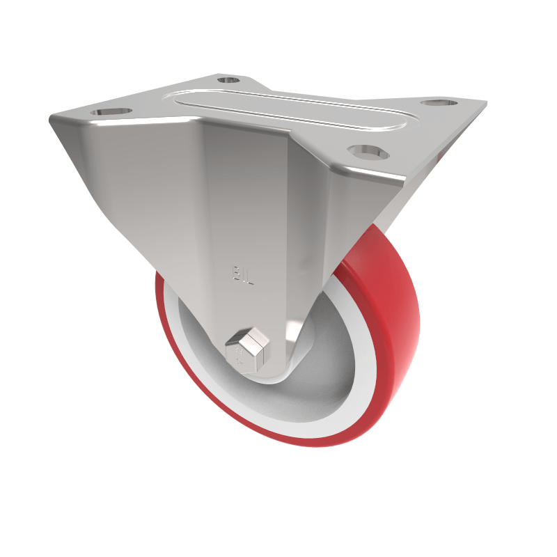 Polyurethane Nylon Plate Fixed Castor 100mm 180kg Load