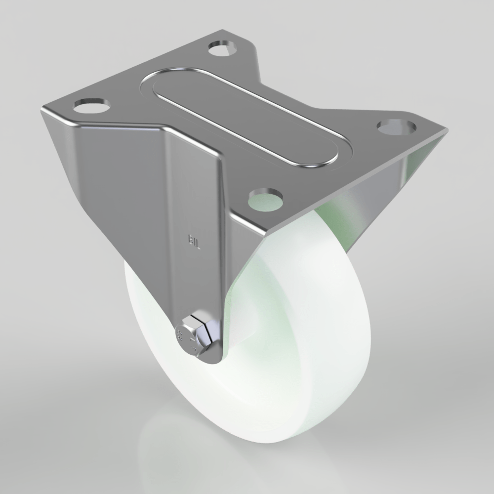 Nylon Plate Fixed Castor 100mm 180kg Load