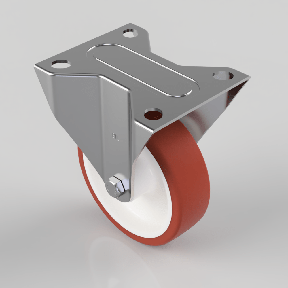 Polyurethane Nylon Plate Fixed Castor 100mm 150kg Load