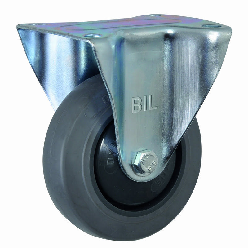 Soft Grey Rubber Plate Fixed Castor 125mm 120kg Load