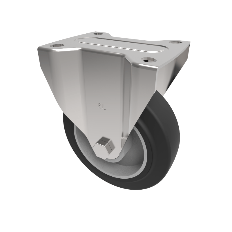 Elastic Rubber on Aluminium Plate Fixed Castor 125mm 200kg Load