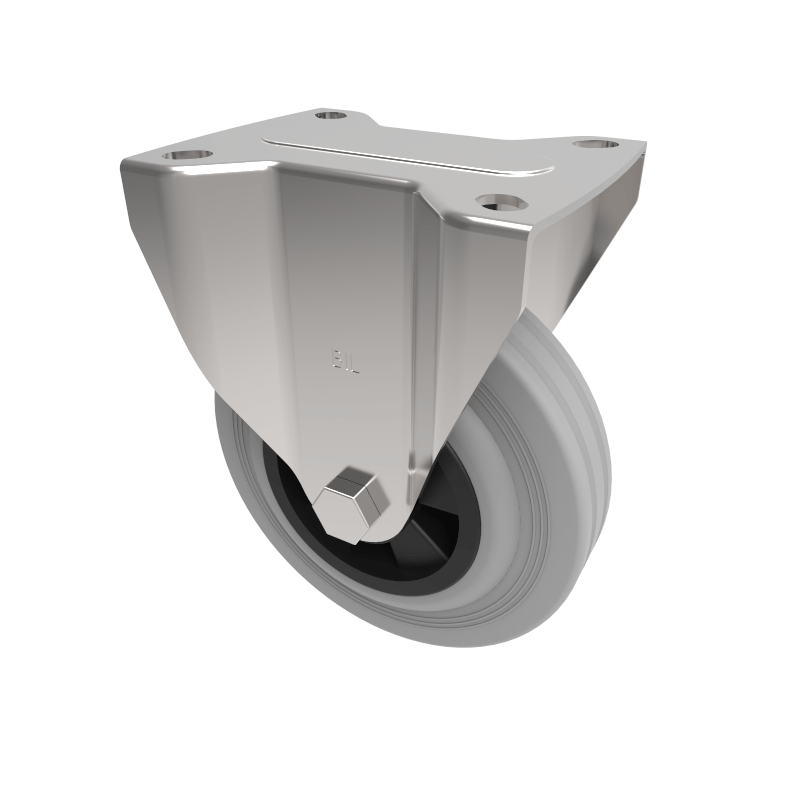 Grey Rubber Polypropylene Plate Fixed Castor 125mm 90kg Load