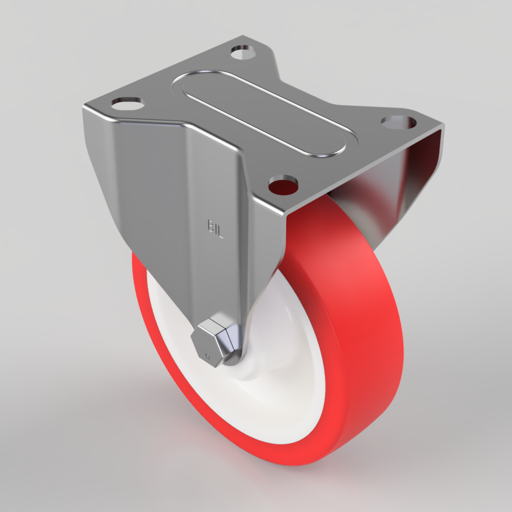 Polyurethane Nylon Plate Fixed Castor 125mm 200kg Load