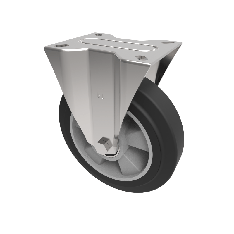 Elastic Rubber on Aluminium Plate Fixed Castor 200mm 400kg Load