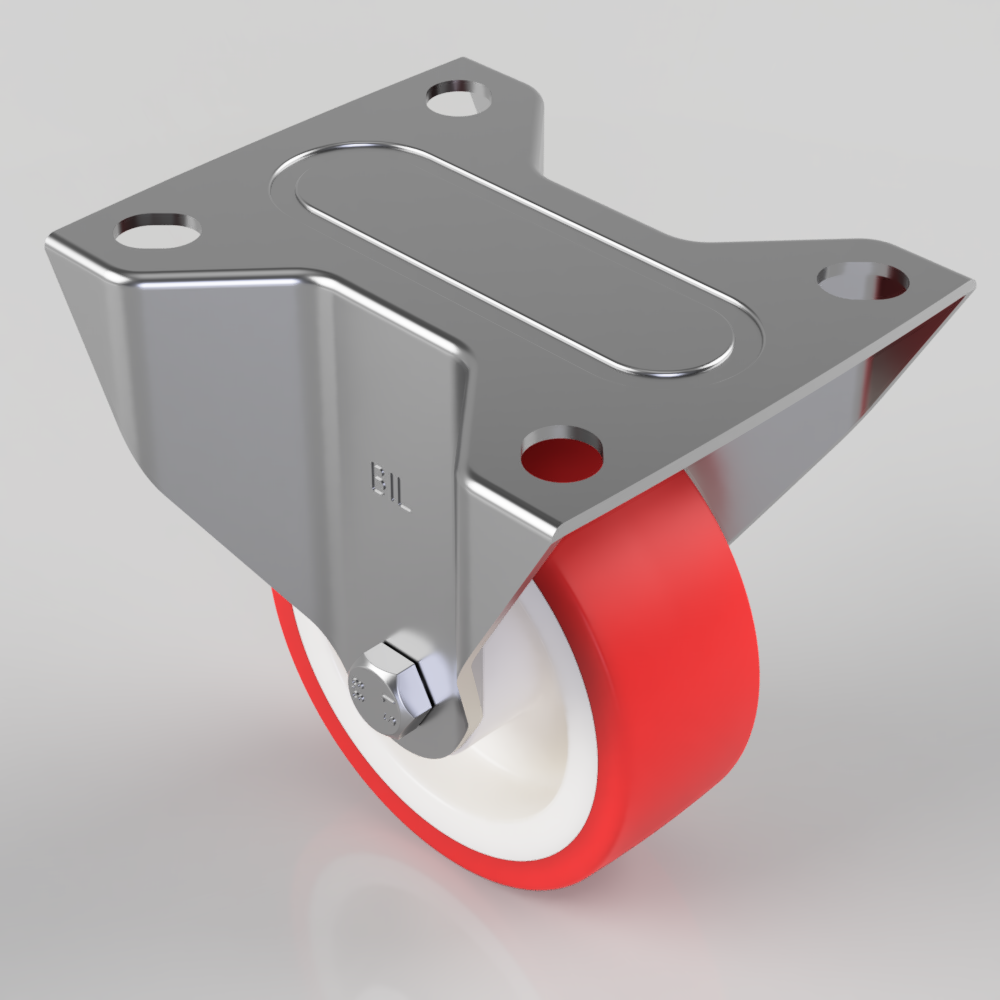 Polyurethane Nylon Plate Fixed Castor 80mm 150kg Load