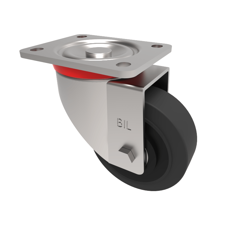 Elastic Rubber Cast Iron Plate Swivel Castor 125mm 300kg Load