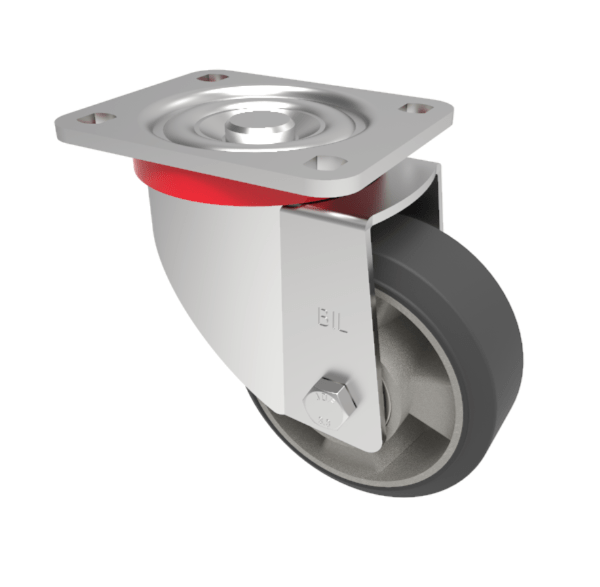 Elastic Rubber on Aluminium Plate Swivel Castor 125mm 270kg Load