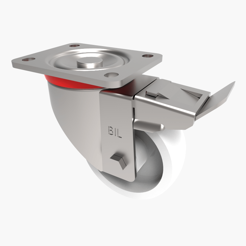 Nylon Plate Swivel Castor Brake 125mm 750kg Load