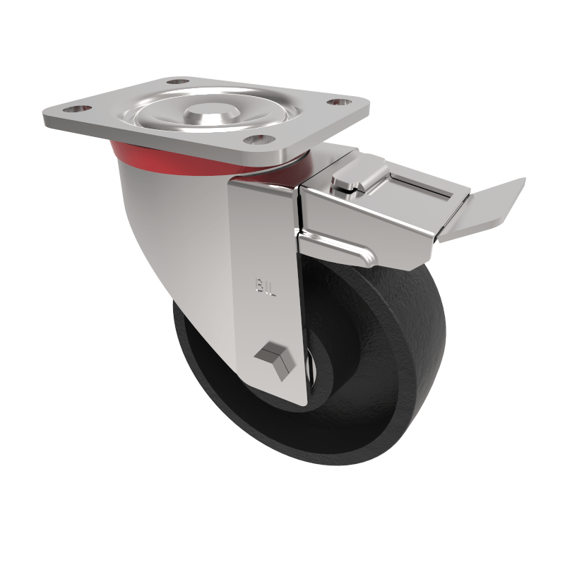 Cast Iron Plate Swivel Castor Brake 150mm 800kg Load