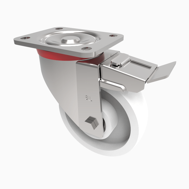 Nylon Plate Swivel Castor Brake 150mm 800kg Load