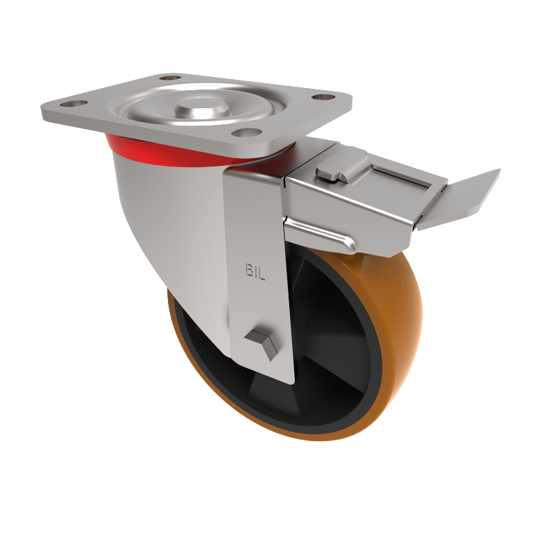 Polyurethane Nylon Plate Swivel Castor Brake 150mm 600kg Load