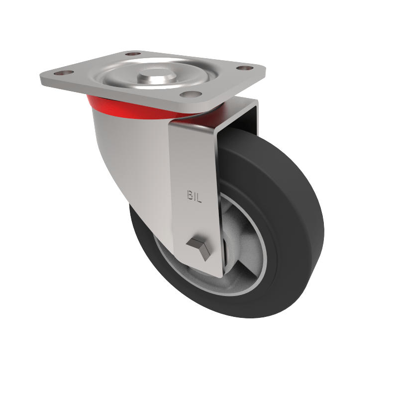 Elastic Rubber on Aluminium Plate Swivel Castor 160mm 400kg Load