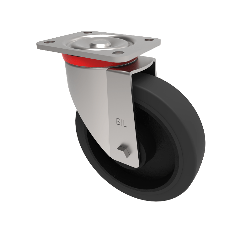 Elastic Rubber Cast Iron Plate Swivel Castor 200mm 450kg Load