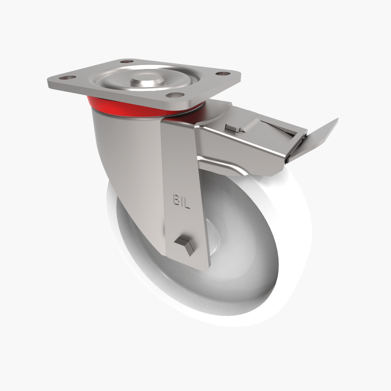 Nylon Plate Swivel Castor Brake 200mm 800kg Load