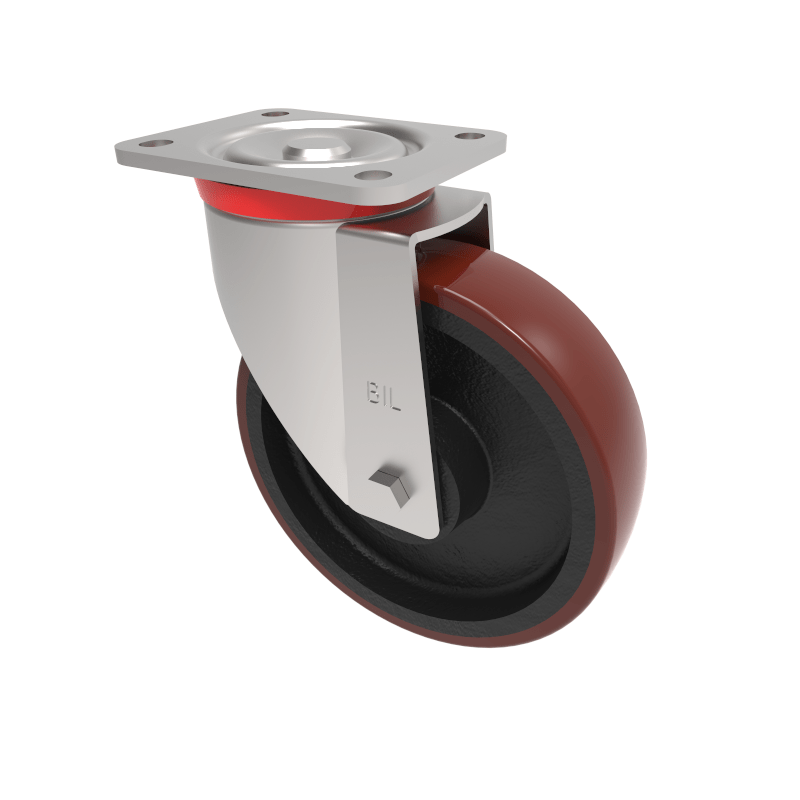 Polyurethane Cast Iron Plate Swivel Castor 200mm 800kg Load