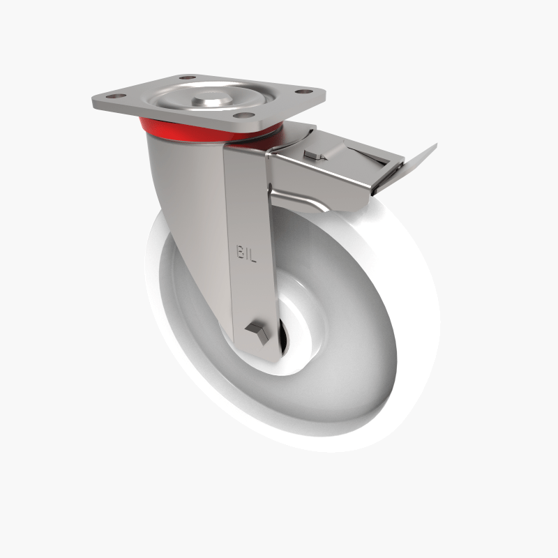 Nylon Plate Swivel Castor Brake 250mm 800kg Load