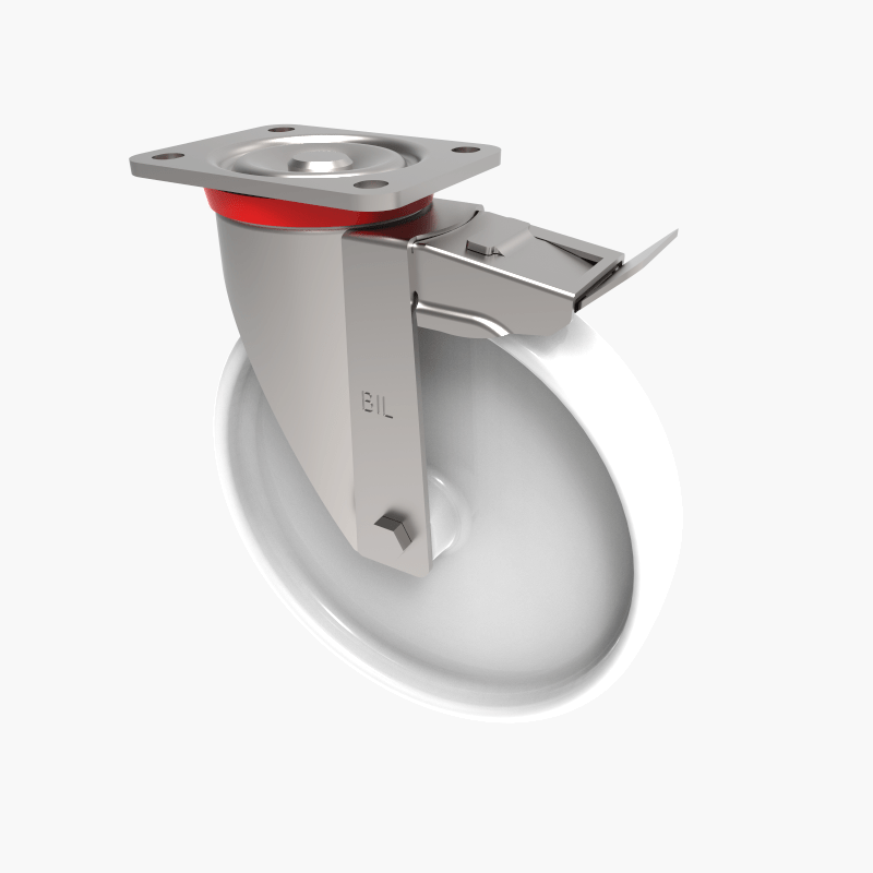 Nylon Plate Swivel Castor Brake 250mm 800kg Load