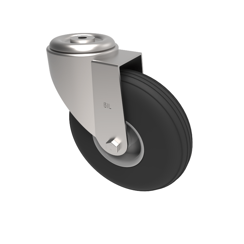 Puncture Proof Polyurethane Bolt Hole Swivel Castor 200mm 75kg Load