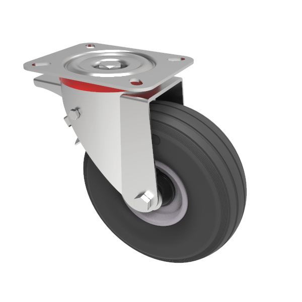 Puncture Proof Polyurethane Plate Swivel Castor Brake 260mm 150kg Load