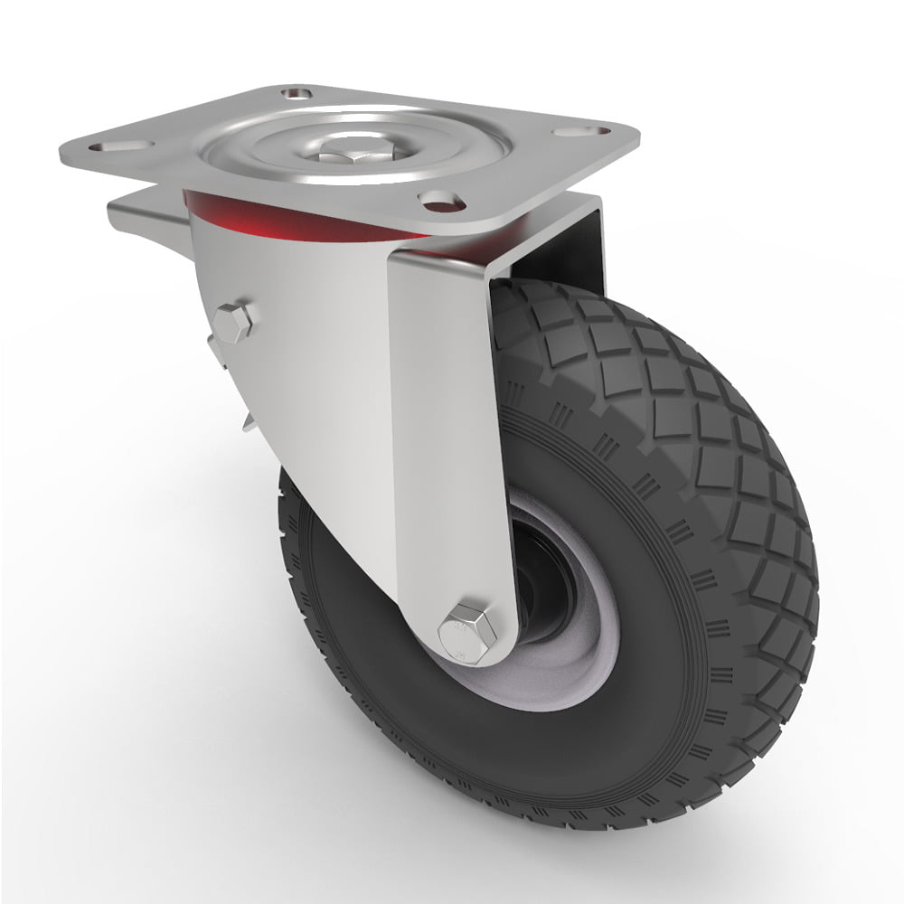 Pneumatic wheel Plate Swivel Castor Brake 260mm 200kg Load