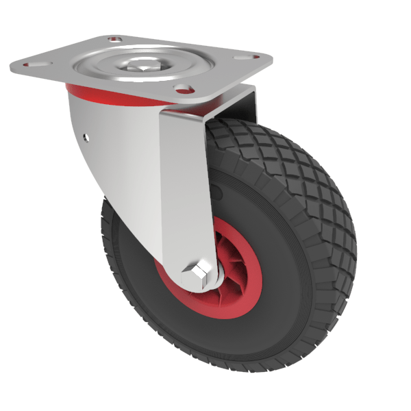 Puncture Proof Polyurethane Plate Swivel Castor 260mm 150kg Load