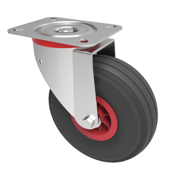 Puncture Proof Polyurethane Plate Swivel Castor 260mm 100kg Load