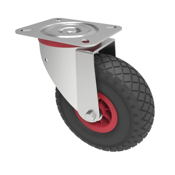 Pneumatic wheel Plate Swivel Castor 260mm 120kg Load