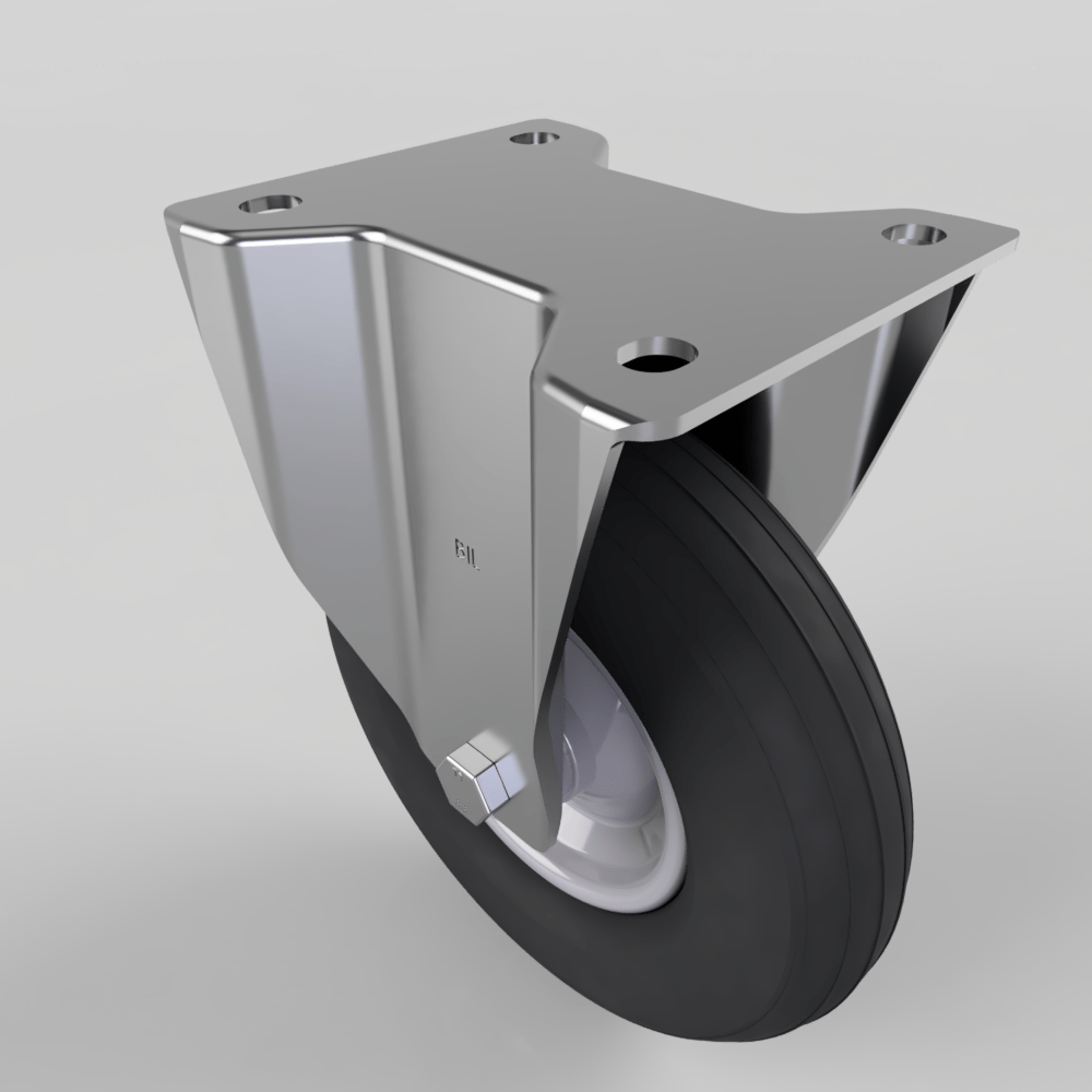Puncture Proof Polyurethane Plate Fixed Castor 200mm 75kg Load