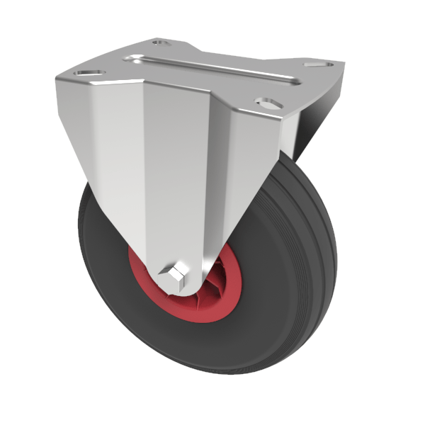 Puncture Proof Polyurethane Plate Fixed Castor 260mm 150kg Load