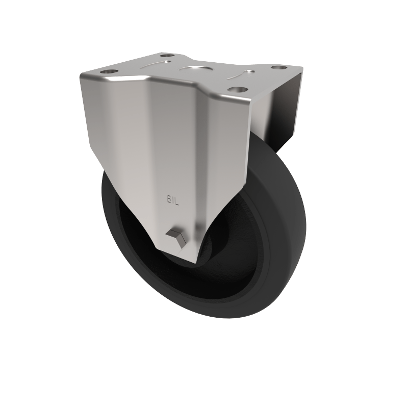 Elastic Rubber Cast Iron Plate Fixed Castor 200mm 450kg Load