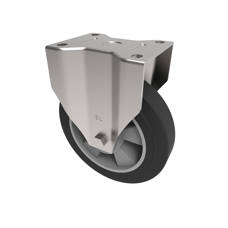 Elastic Rubber on Aluminium Plate Fixed Castor 200mm 500kg Load