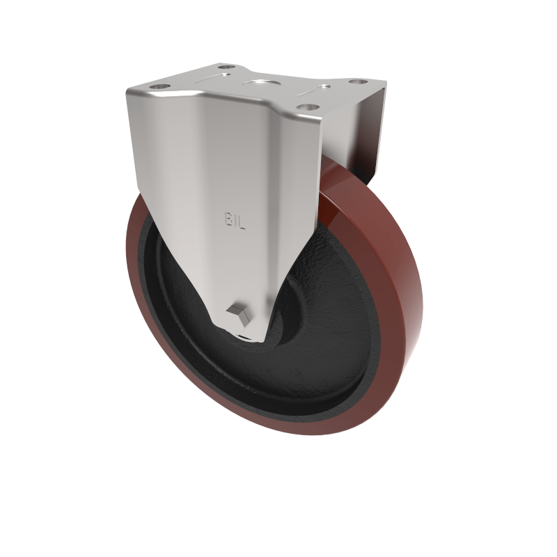 Polyurethane Cast Iron Plate Fixed Castor 250mm 800kg Load