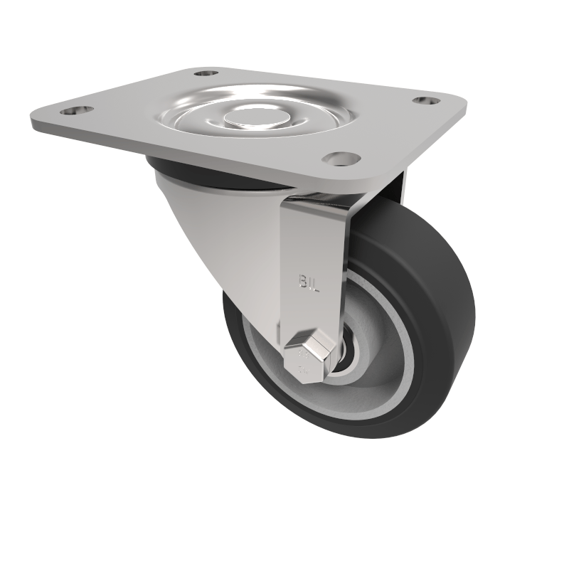 Elastic Rubber on Aluminium Plate Swivel Castor 100mm 200kg Load