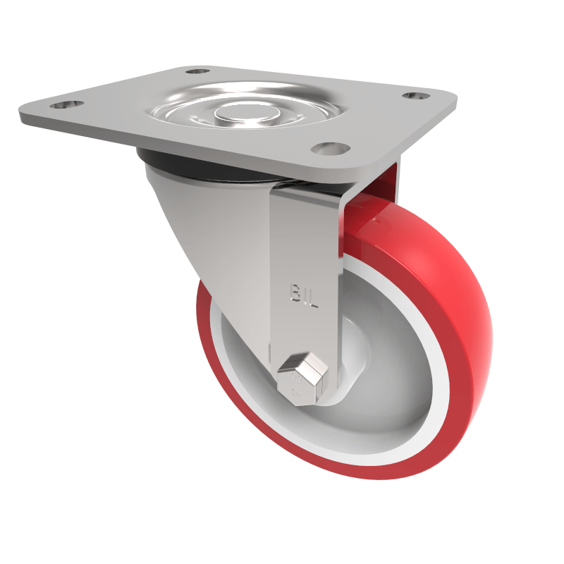 Polyurethane Nylon Plate Swivel Castor 125mm 300kg Load