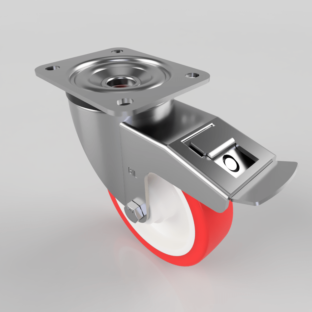 Polyurethane Nylon Plate Swivel Castor Brake 150mm 500kg Load