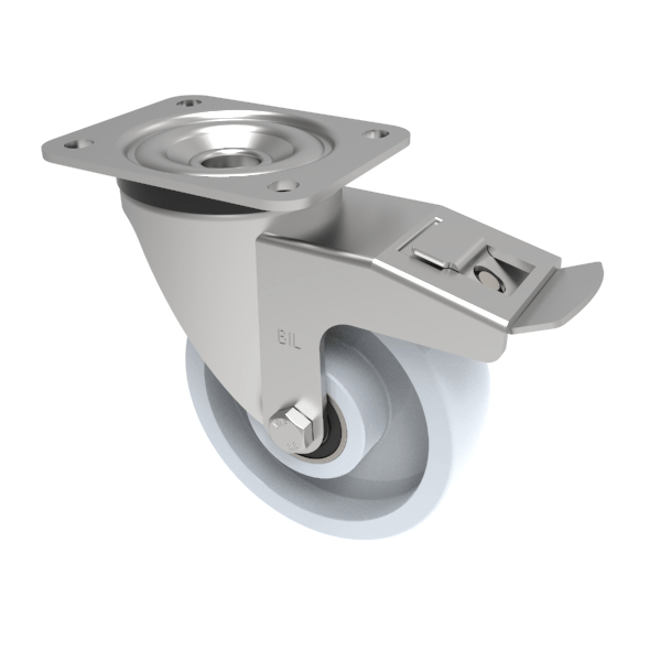 Nylon Plate Swivel Castor Brake 150mm 500kg Load