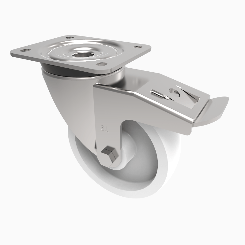 Nylon Plate Swivel Castor Brake 160mm 500kg Load