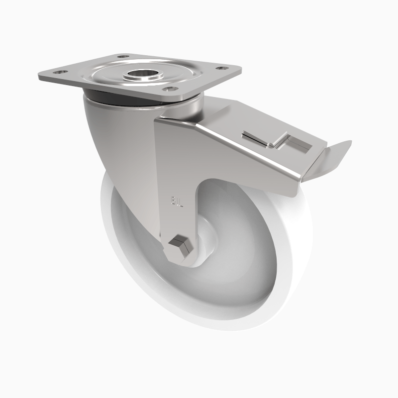 Nylon Plate Swivel Castor Brake 200mm 500kg Load