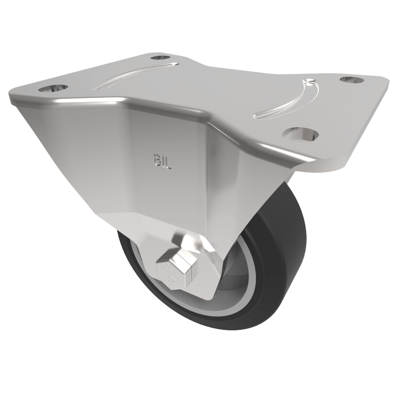 Elastic Rubber on Aluminium Plate Fixed Castor 100mm 200kg Load