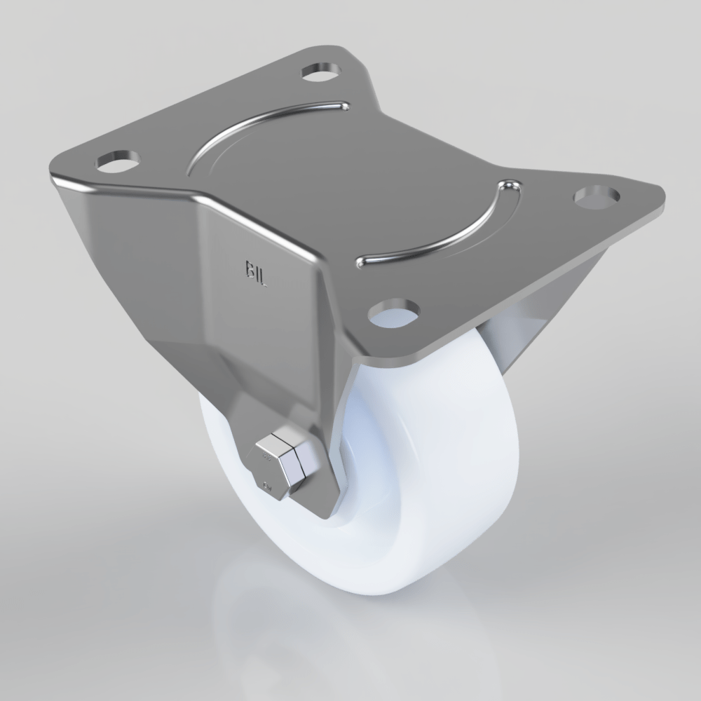 Nylon Plate Fixed Castor 100mm 500kg Load