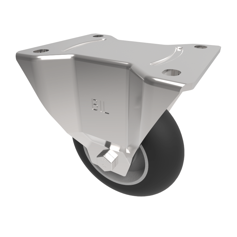 Black Soft Elastic Rubber Plate Fixed Castor 100mm 150kg Load