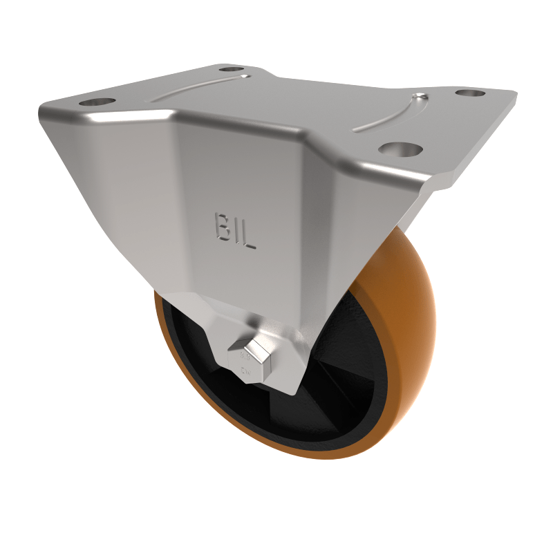 Polyurethane Nylon Plate Fixed Castor 125mm 400kg Load