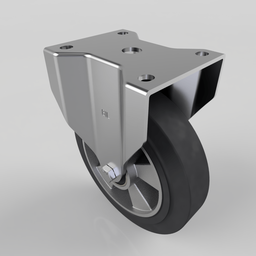 Elastic Rubber on Aluminium Plate Fixed Castor 200mm 500kg Load