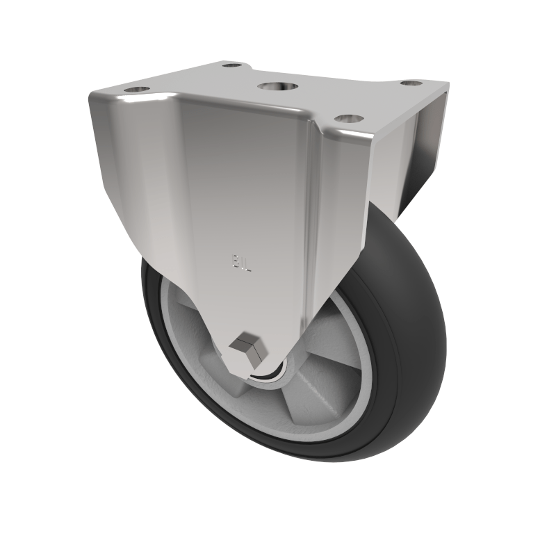 Black Soft Elastic Rubber Plate Fixed Castor 200mm 400kg Load