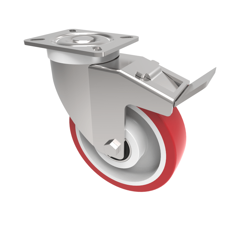 Polyurethane Nylon Plate Swivel Castor Brake 150mm 400kg Load