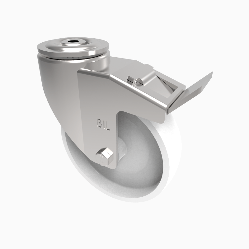 Nylon Bolt Hole Swivel Castor Brake 150mm 300kg Load