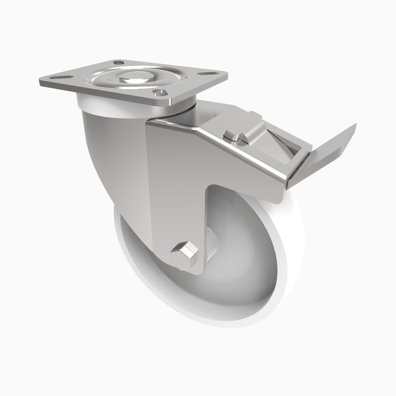 Nylon Plate Swivel Castor Brake 150mm 300kg Load