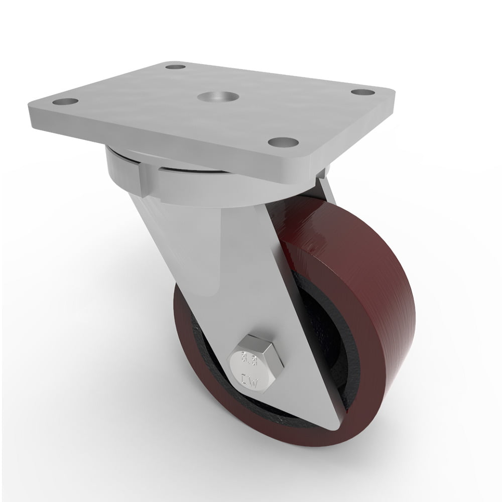 Polyurethane Cast Iron Plate Swivel Castor 150mm 1000kg Load