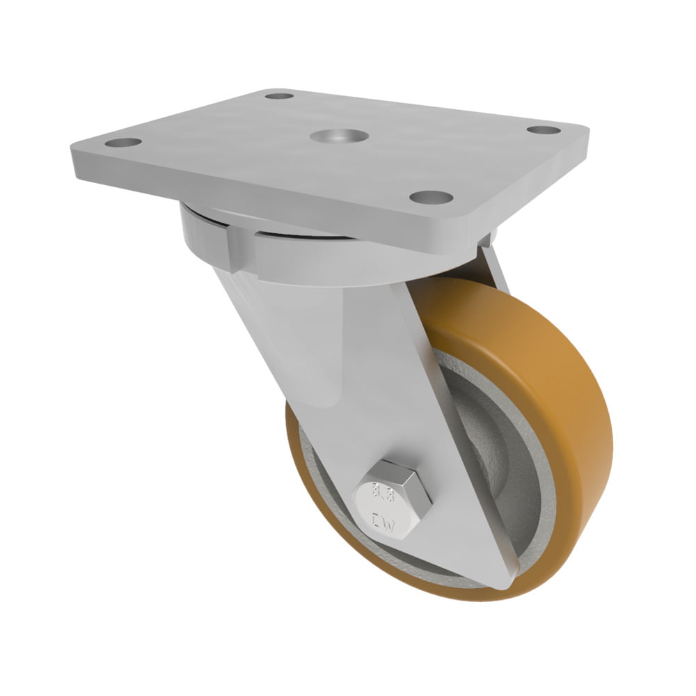 Vulkollan Polyurethane Cast Iron Plate Swivel Castor 300mm 1900kg Load