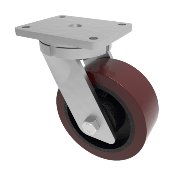 Polyurethane Cast Iron Plate Swivel Castor 200mm 1600kg Load